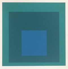 Albers - "Blue Reminding" (Omaggio al quadrato) 1964 Serigrafia a colori