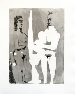 Picasso - «Pintor de pie ante su caballete, con una modelo». Aguatinta, 1964-65
