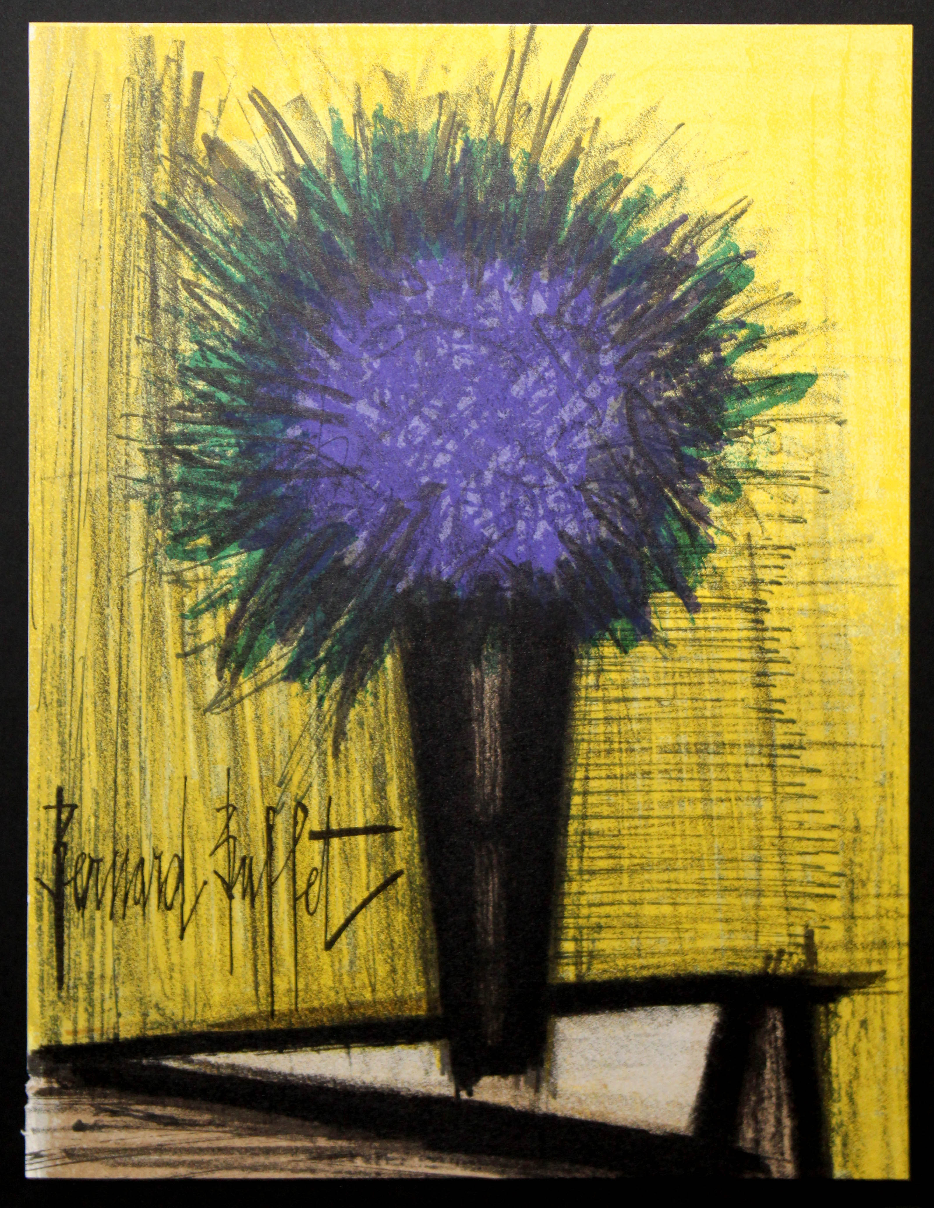 Bernard Buffet - "The Purple Bouquet of Flowers" 1968 Colored Lithograph