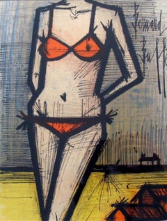 Bernard Buffet - "On the Beach" 1968 Litografia a colori