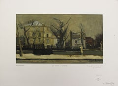 Maurice Branchion - "La neige à  Auteuil" (1950) from Estampes, Woodblock print