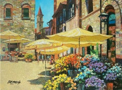 Howard Behrens - "Siena Flower Market" (2010) Embellished print on canvas