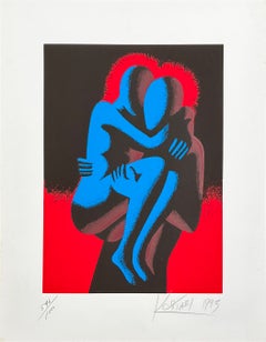 Mark Kostabi - « Heartshare » (1993) Sérigraphie en couleurs sur papier, édition limitée
