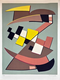 Magnelli - "Litho fond gris" (Lithograph on gray background) Hand signed, 1970