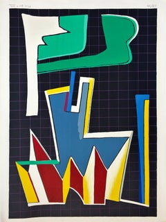"Litho fond noise ardoise" (Lithograph on slate black background) Signed, 1970