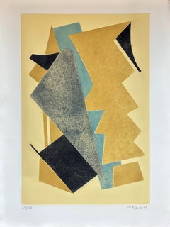 Magnelli - "Eau-forte fond jaune" (Etching on yellow background) Signed, 1970