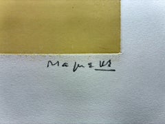 Magnelli - "Eau-forte fond jaune" (Etching on yellow background) Signed, 1970