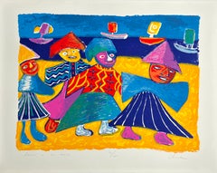 Chae Tong-Yull - "Dancers on the Beach" Screenprint in colors, Hand signed