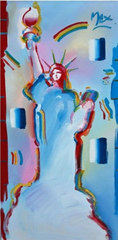 Peter Max - "Statue of Liberty" Unique acrylic painting on canvas, Signed