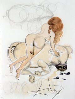 "Girl and Pig" (1967) Original Etching on paper from Dalí Illustre Casanova