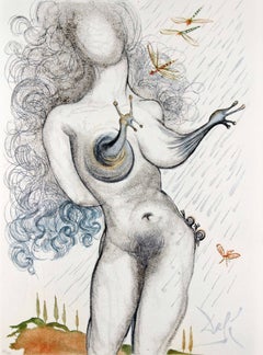 "Nude with Snail Breasts" Original Etching on paper from Dalí Illustre Casanova