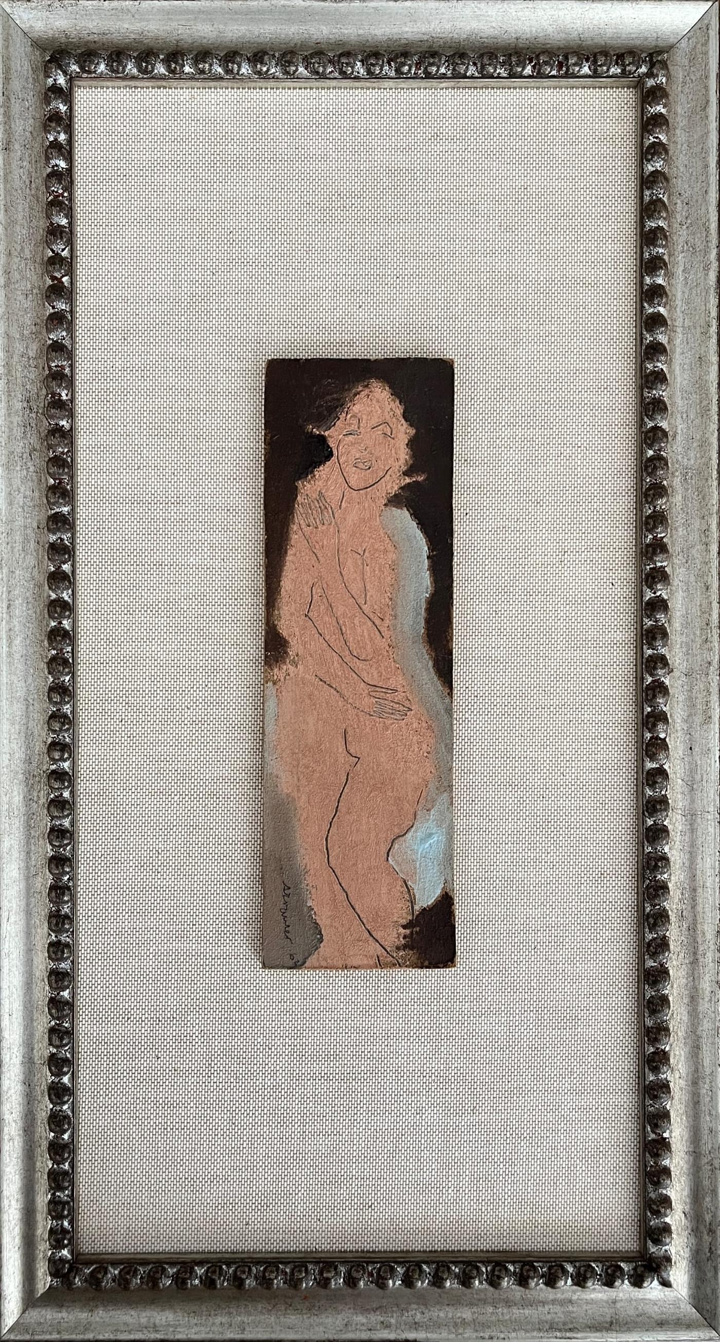 "Nude" Sterling Strauser 1962 Petit nu féminin Huile sur carton