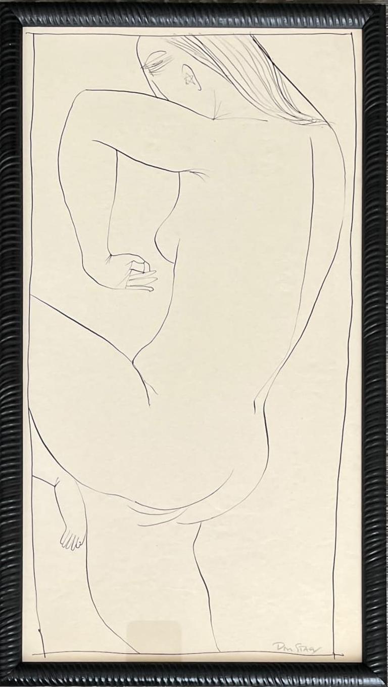 Donald Stacy Nude – Figurative Zeichnung „Star Ear“ Universität Paris, Mitte des Jahrhunderts, 1950er Jahre