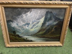 Late Nineteen Century Scottish Highland Landscape Oil Painting by famous artist