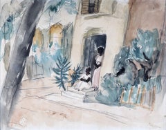 Jules Pascin watercolor: Le Seuil de Porte, Cuba, ca. 1917