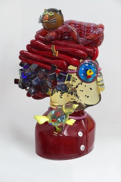 Alfredo Sosabravo Murano Glass Sculpture: Mujer con gato