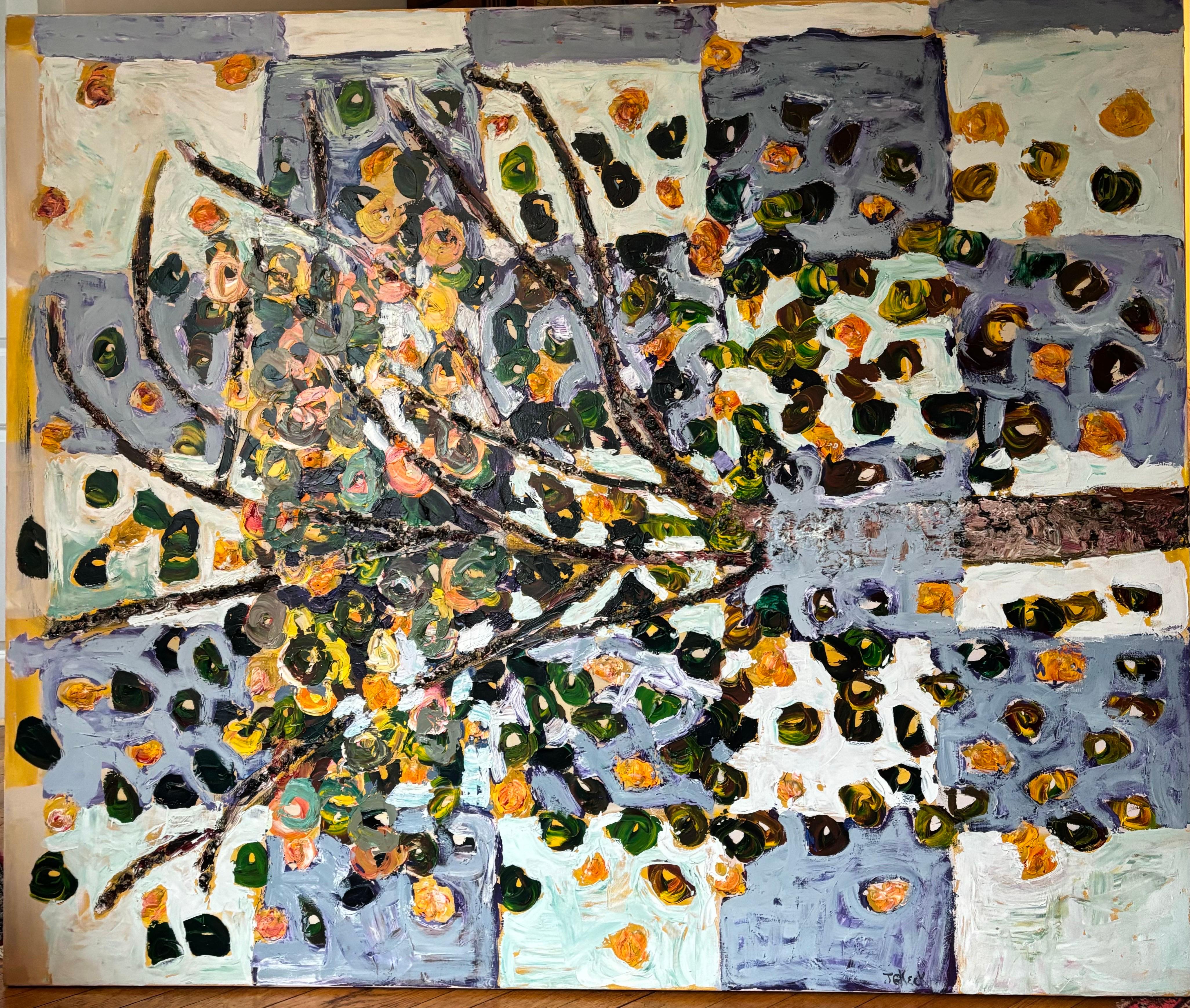 Jeanne Gentry Keck, Persimmon and Perception, Oil on Canvas, 1996 For Sale 5