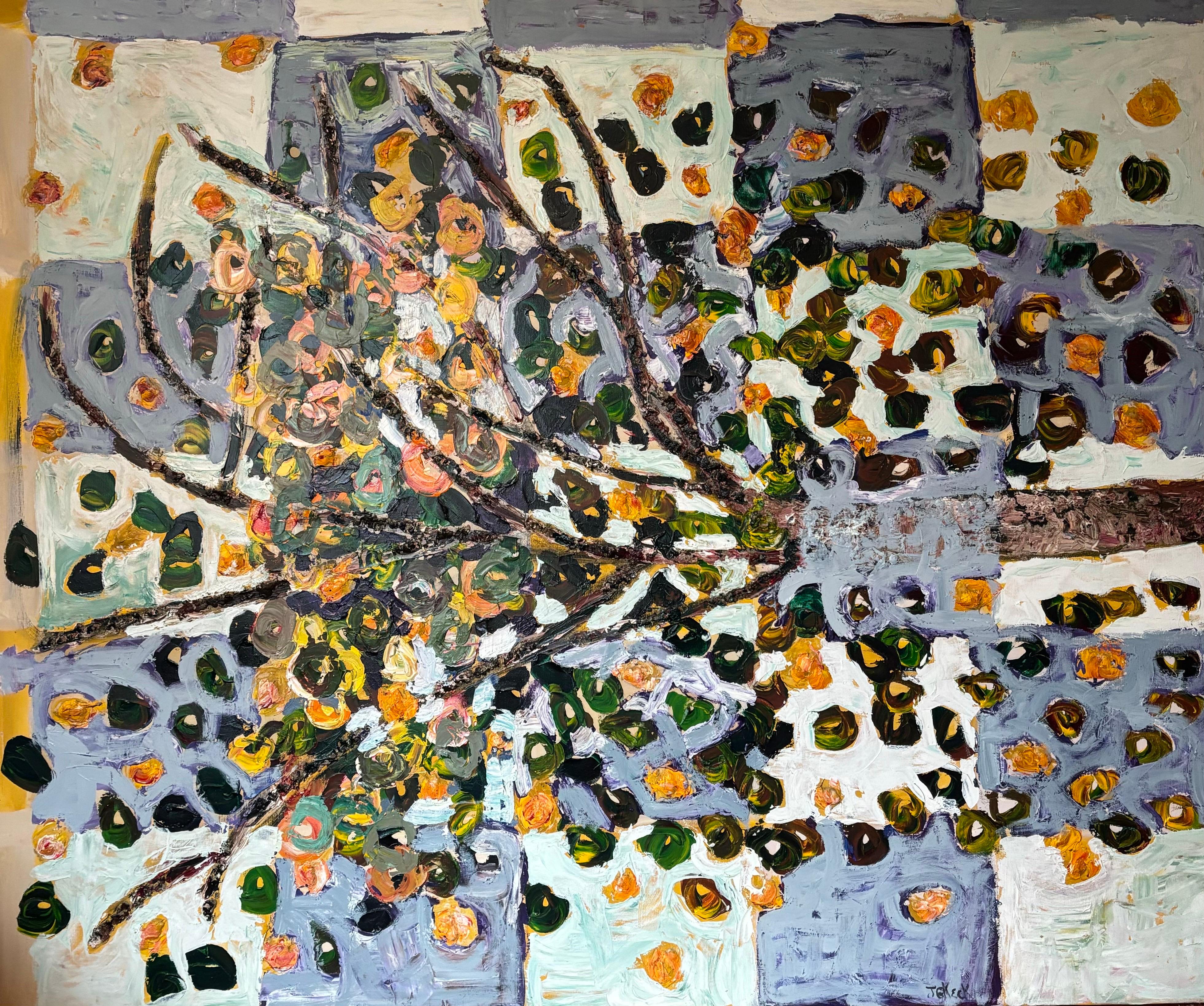 Jeanne Gentry Keck, Persimmon and Perception, Oil on Canvas, 1996 For Sale 10