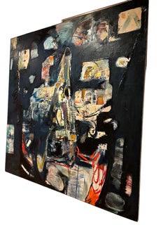 Landschaft eines Gesichts, kühnes, farbenfrohes, großes Gemälde