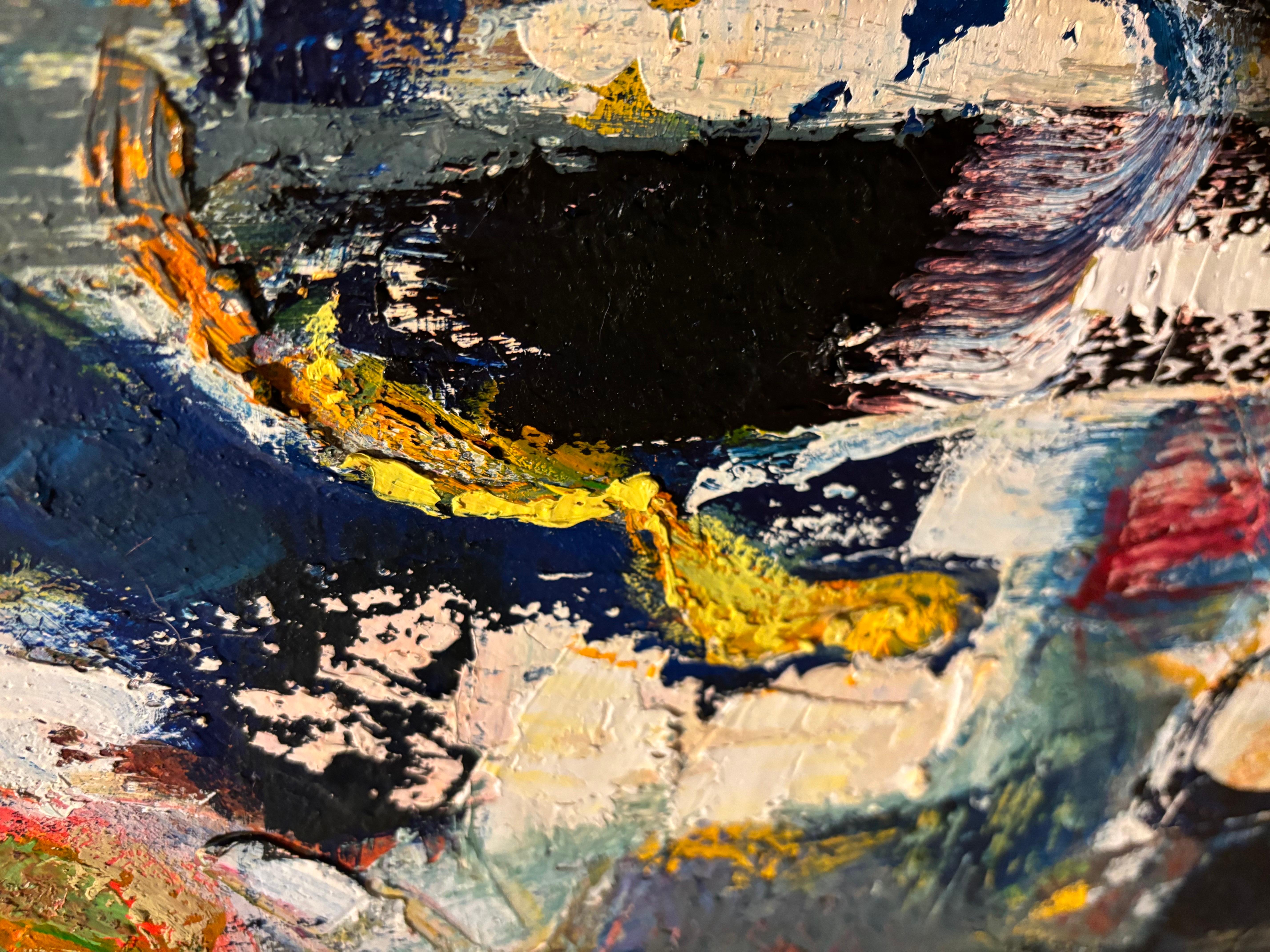 Landschaft eines Gesichts, kühnes, farbenfrohes, großes Gemälde  (Abstrakt), Painting, von Unknown
