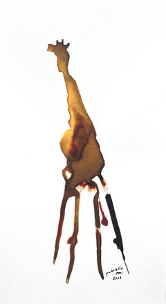 Wuthering Heights - Gabielle Pool - Whimsical ink painting of a giraffe