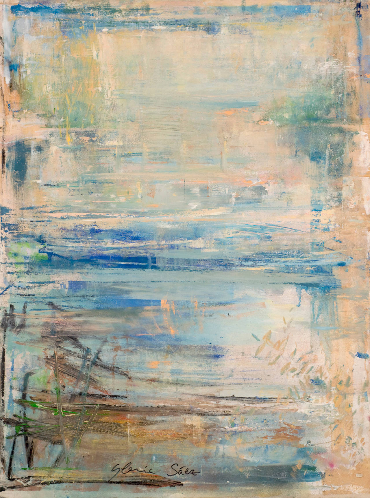 Gloria Sáez Landscape Painting - Momentos en el Lago