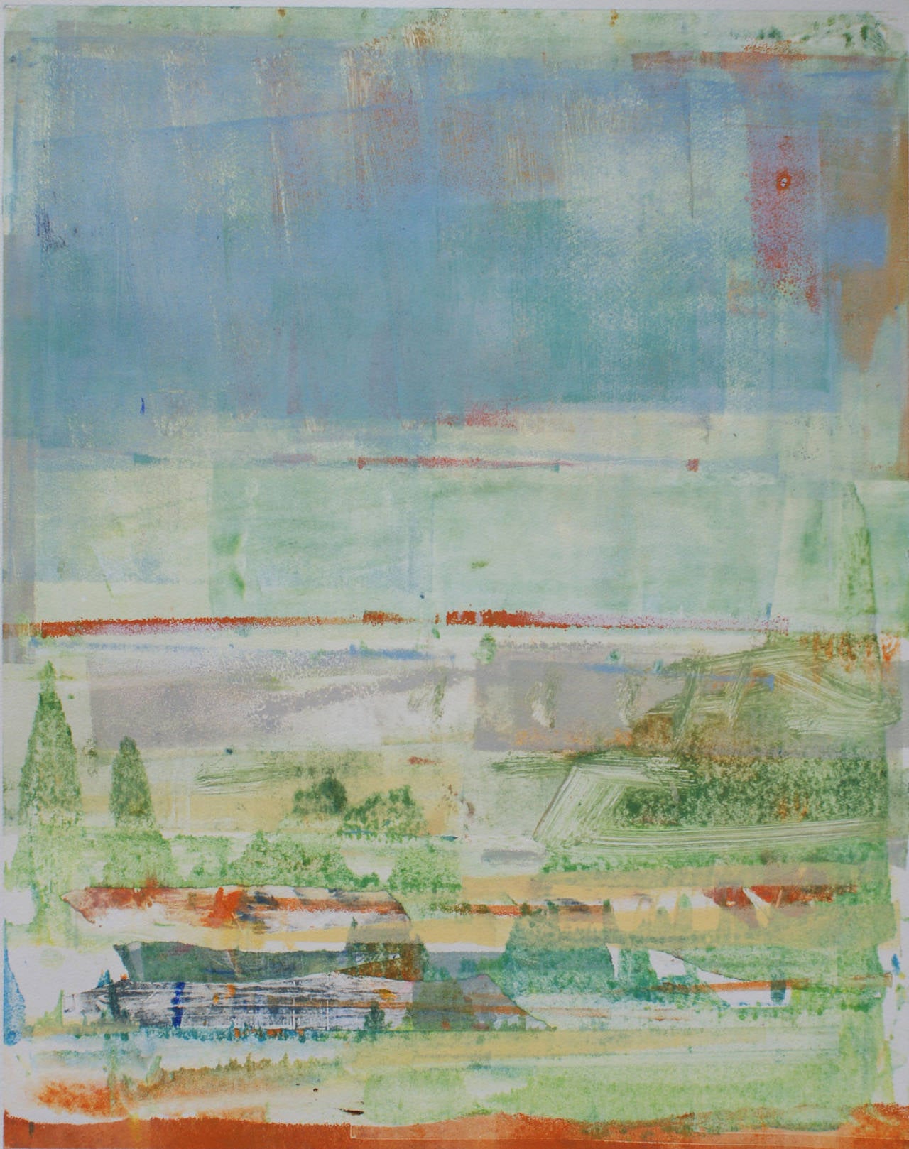 Gloria Sáez Landscape Painting - Gloria Saez, En el Jardin, Oil on paper, 2014