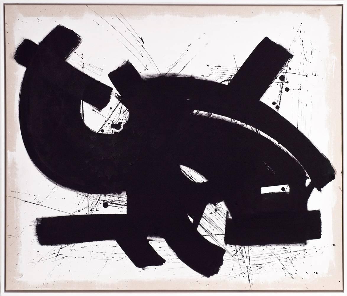 Jose Buelo, Untitled, Black and White Abstract on Canvas, 2018 1