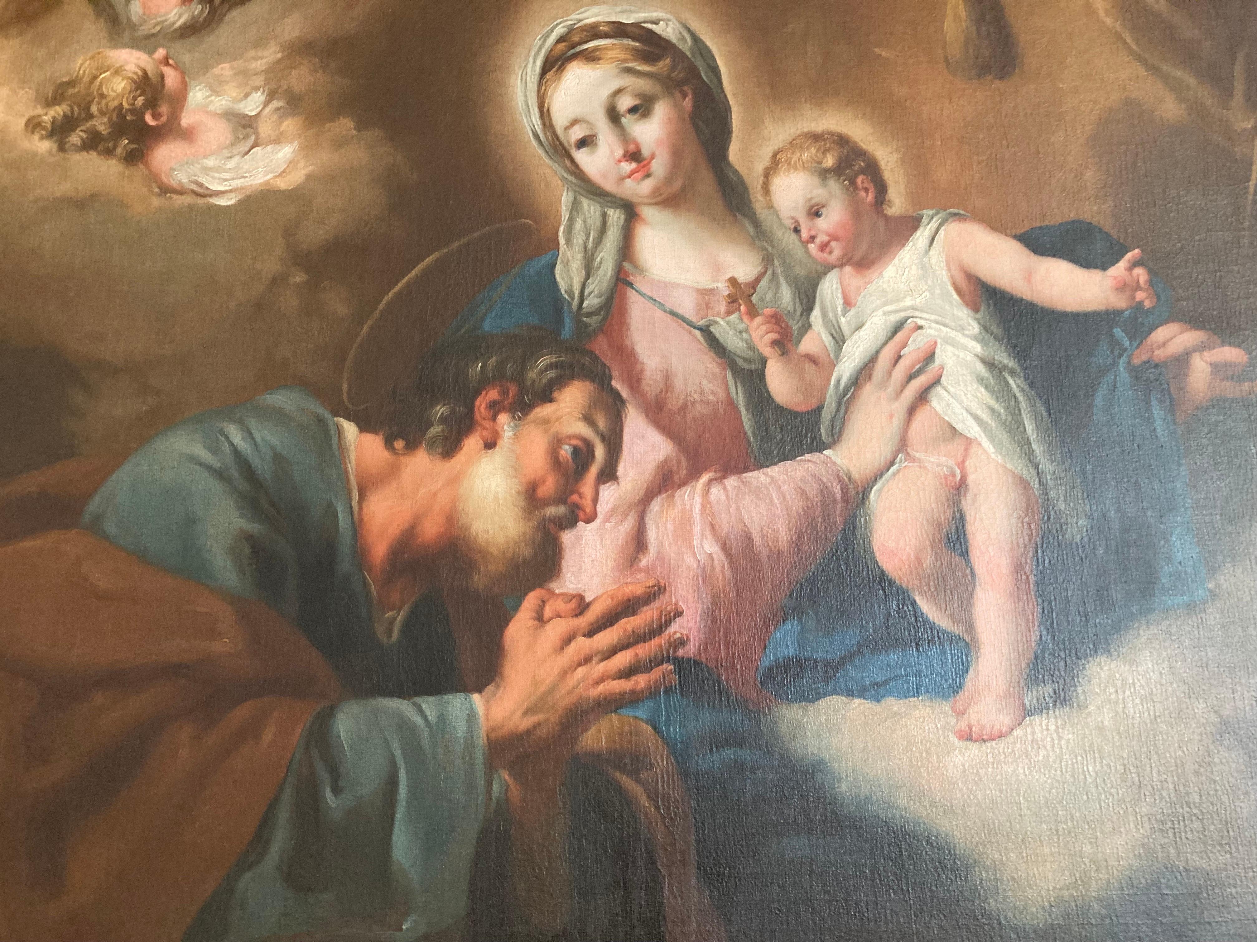 Giovanni Battista Pittoni, Heilige Familie mit Amors, venezianischer Barock, Weihnachtsfeier im Angebot 5