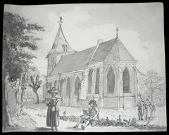 Attr. to Jan van der Heyden, Dutch Village Church, verso Westerkerk Amsterdam