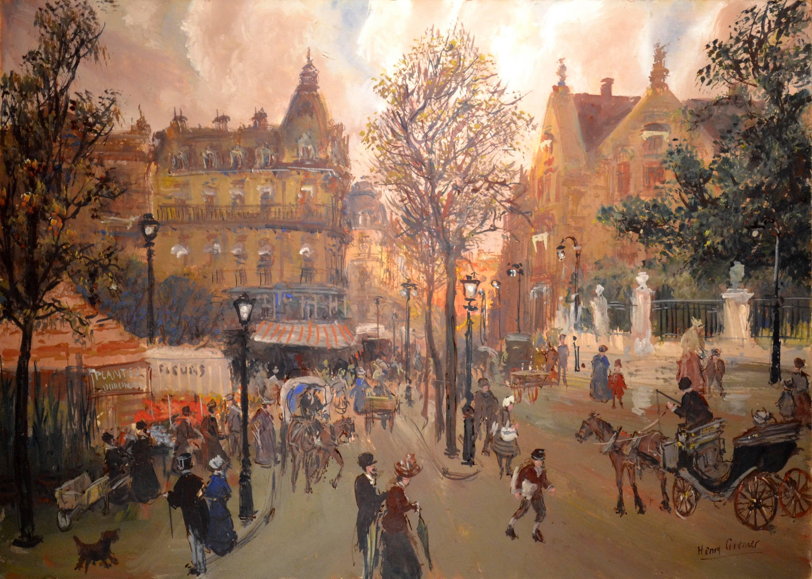 Henri Grenier Figurative Painting - Parisian Street Scene
