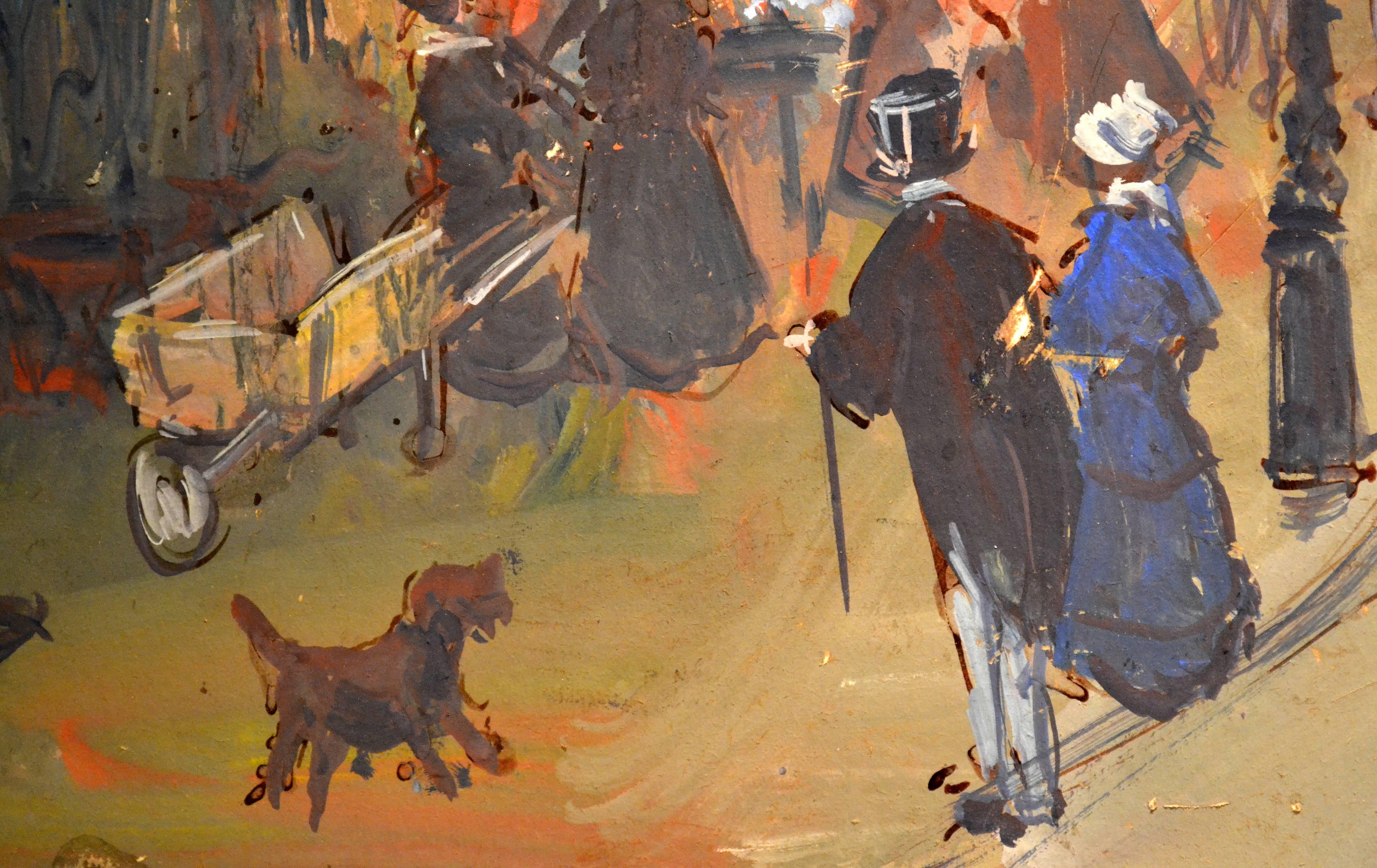 Parisian Street Scene - Post-Impressionist Painting by Henri Grenier