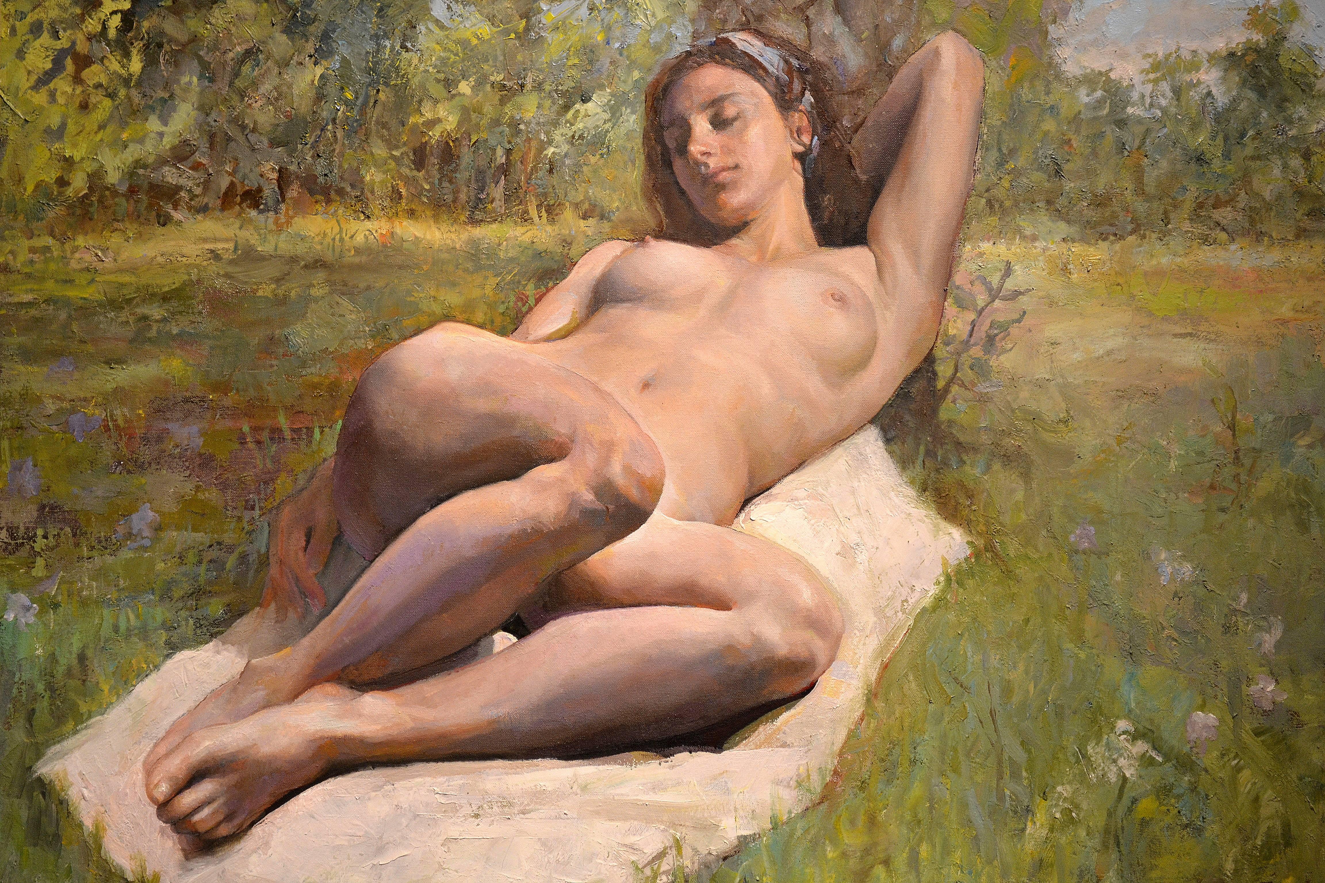 Reclining Nude - American Realist Painting by Marc Chatov