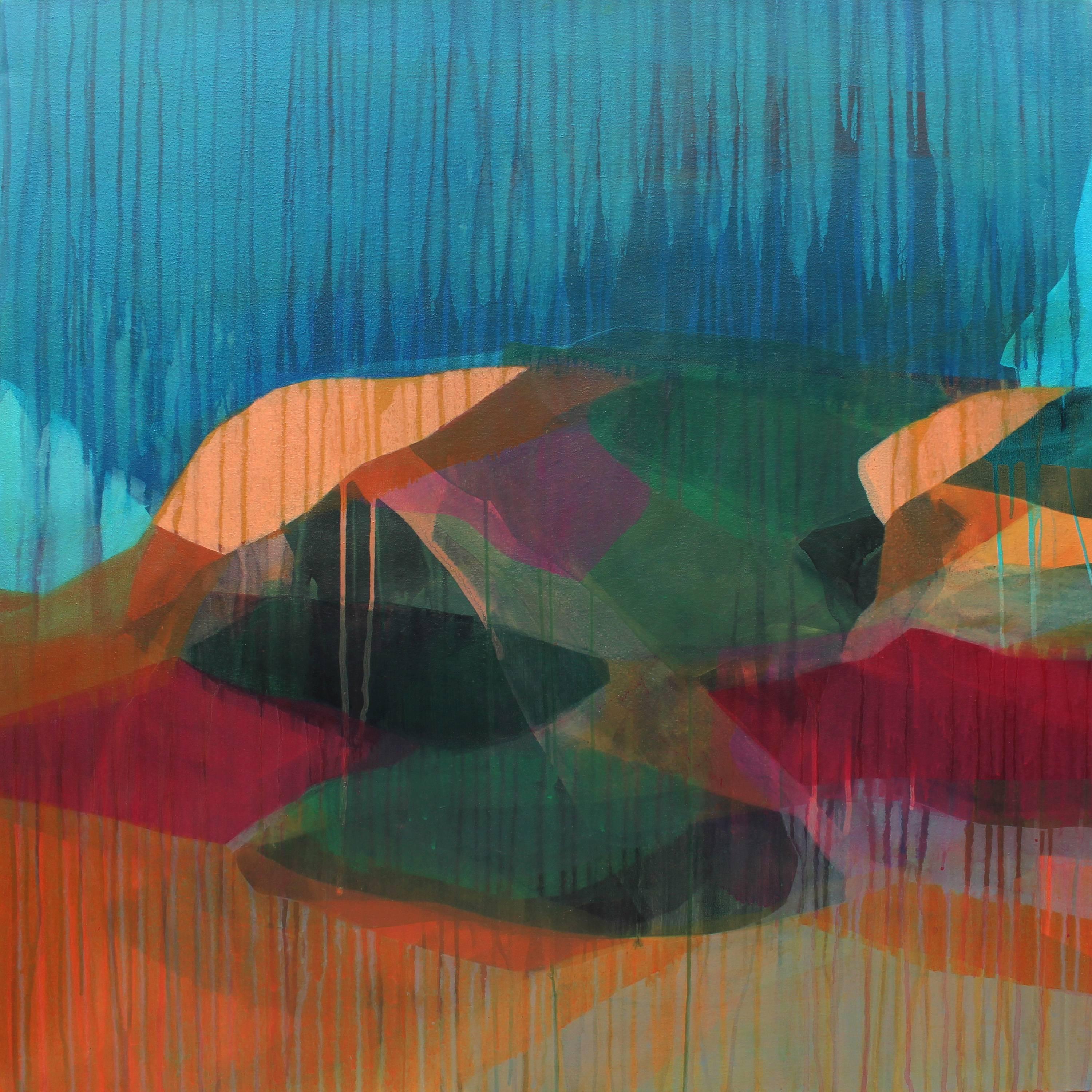 Katherine Sandoz Abstract Painting - (Bermuda) Cliff and Brush