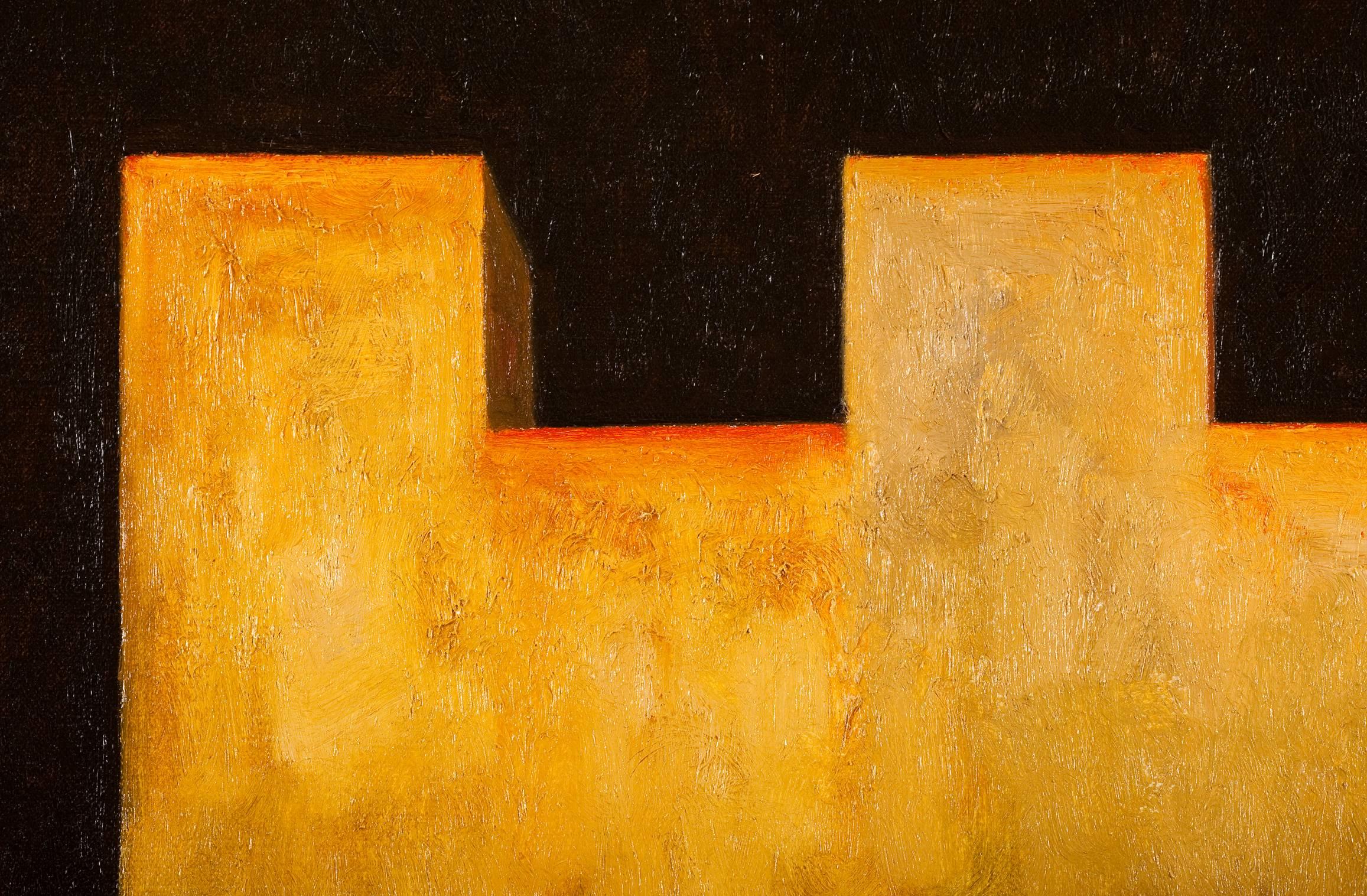 Fortress II - Orange Abstract Painting by Edward Rice