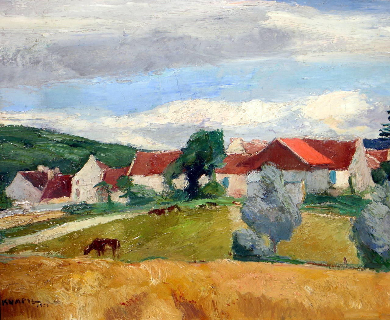 Charles Kvapil Landscape Painting - Pastoral Scene