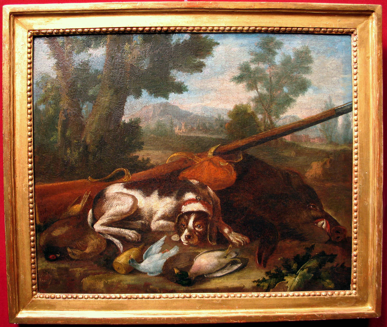 Giacomo Nani Animal Painting – Jagdhund mit Jagd