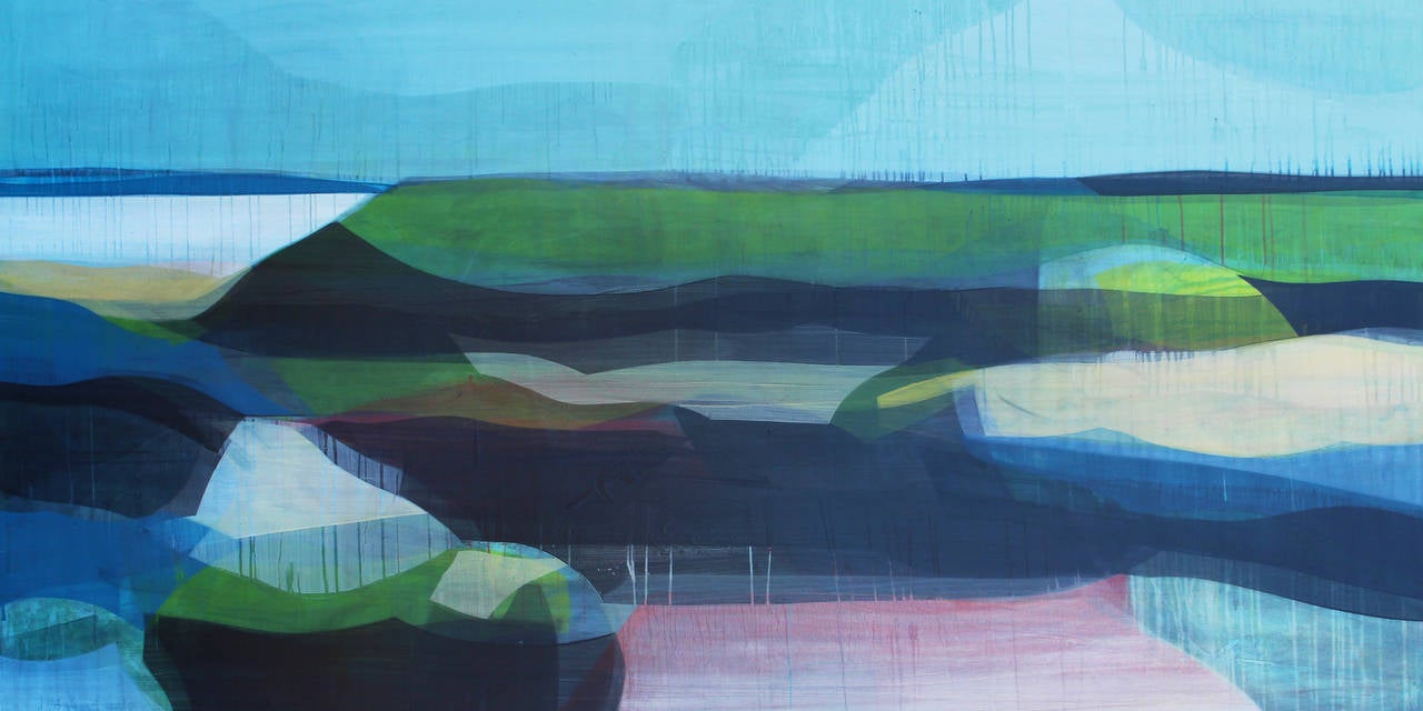 Katherine Sandoz Landscape Painting - Wessling Pine Island (Color Fields)