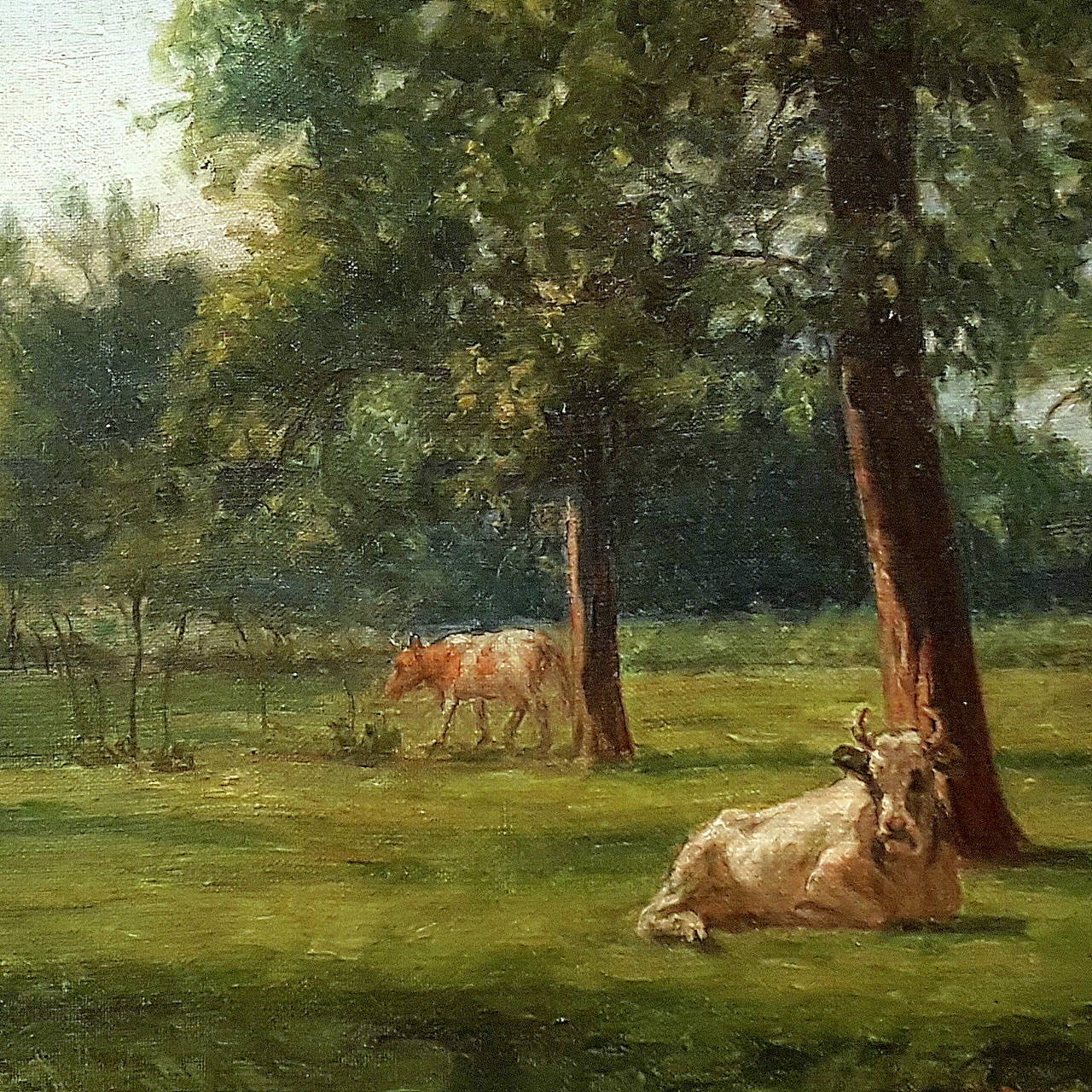 Pasture with Cows - Painting by Rémy Cogghe