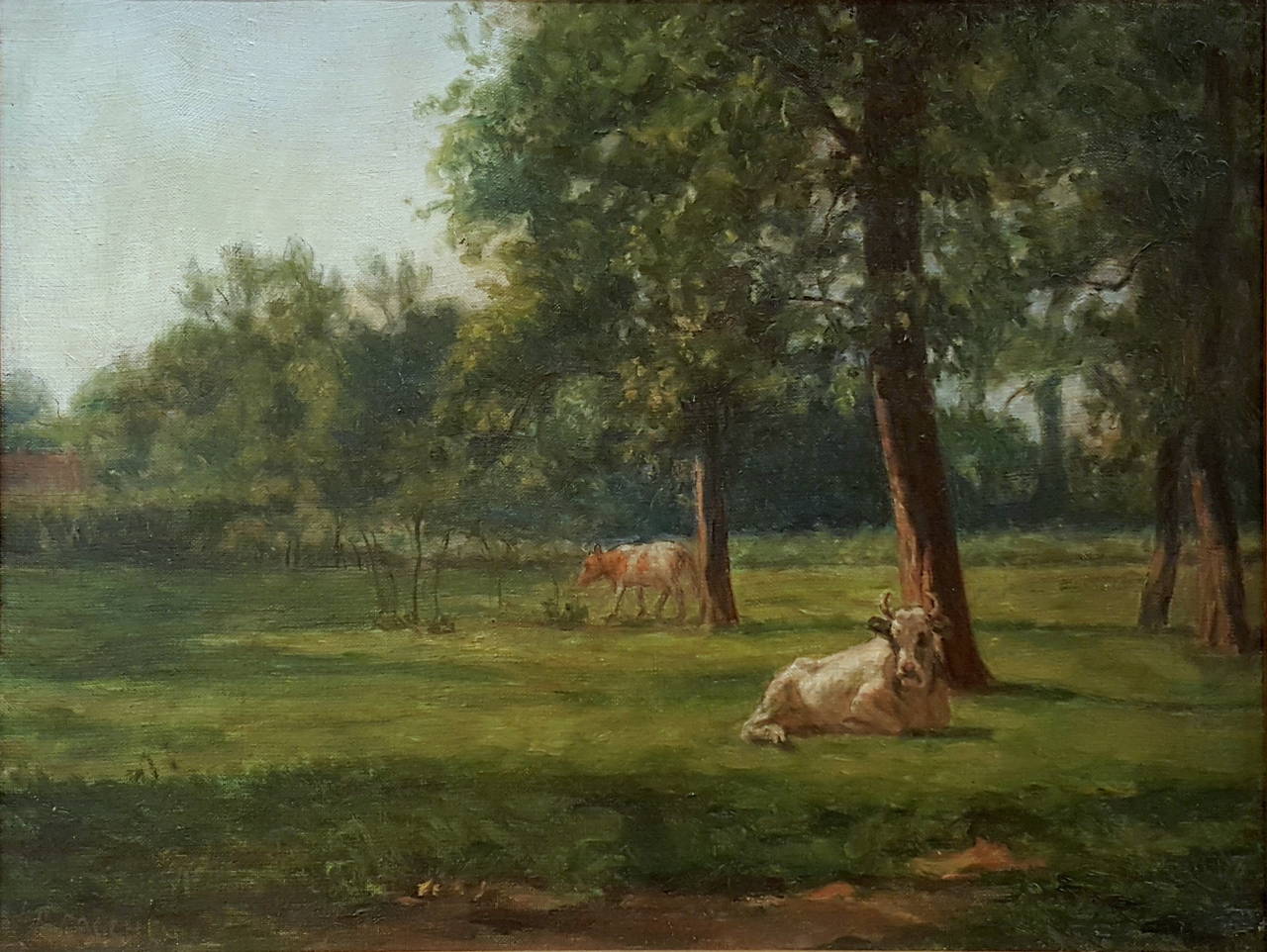 cows in pasture painting