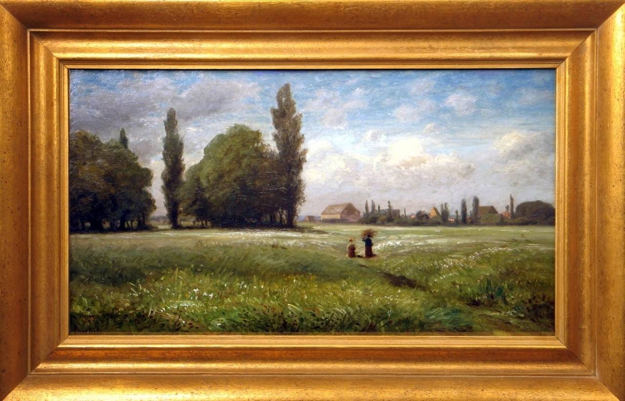 Landscape Painting di Carl Peter Burnitz - Campo con due agricoltori
