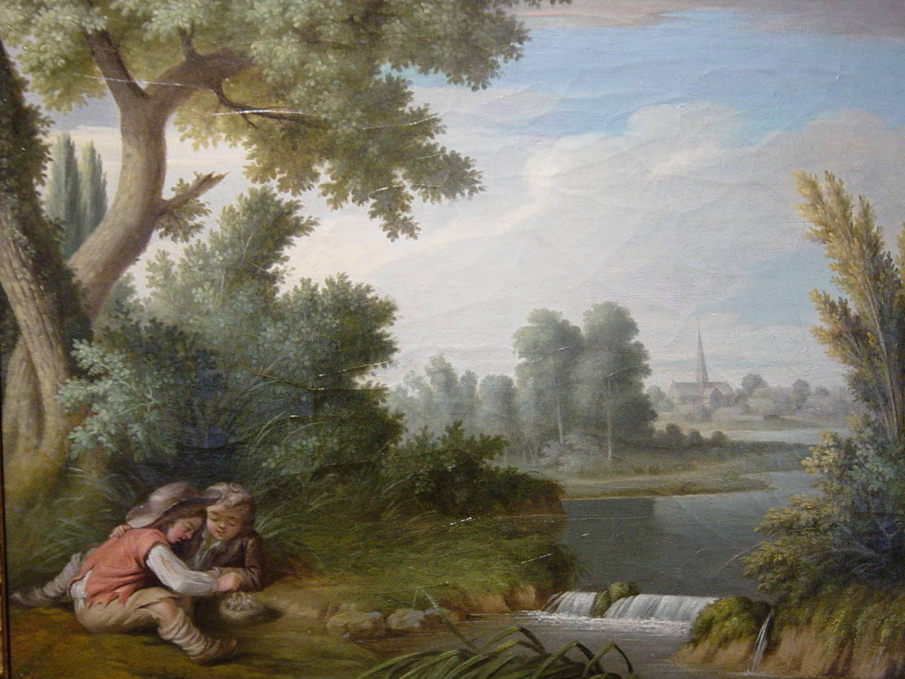 Two Boys And A Bird’s Nest - Painting by Jean Baptiste Bénard