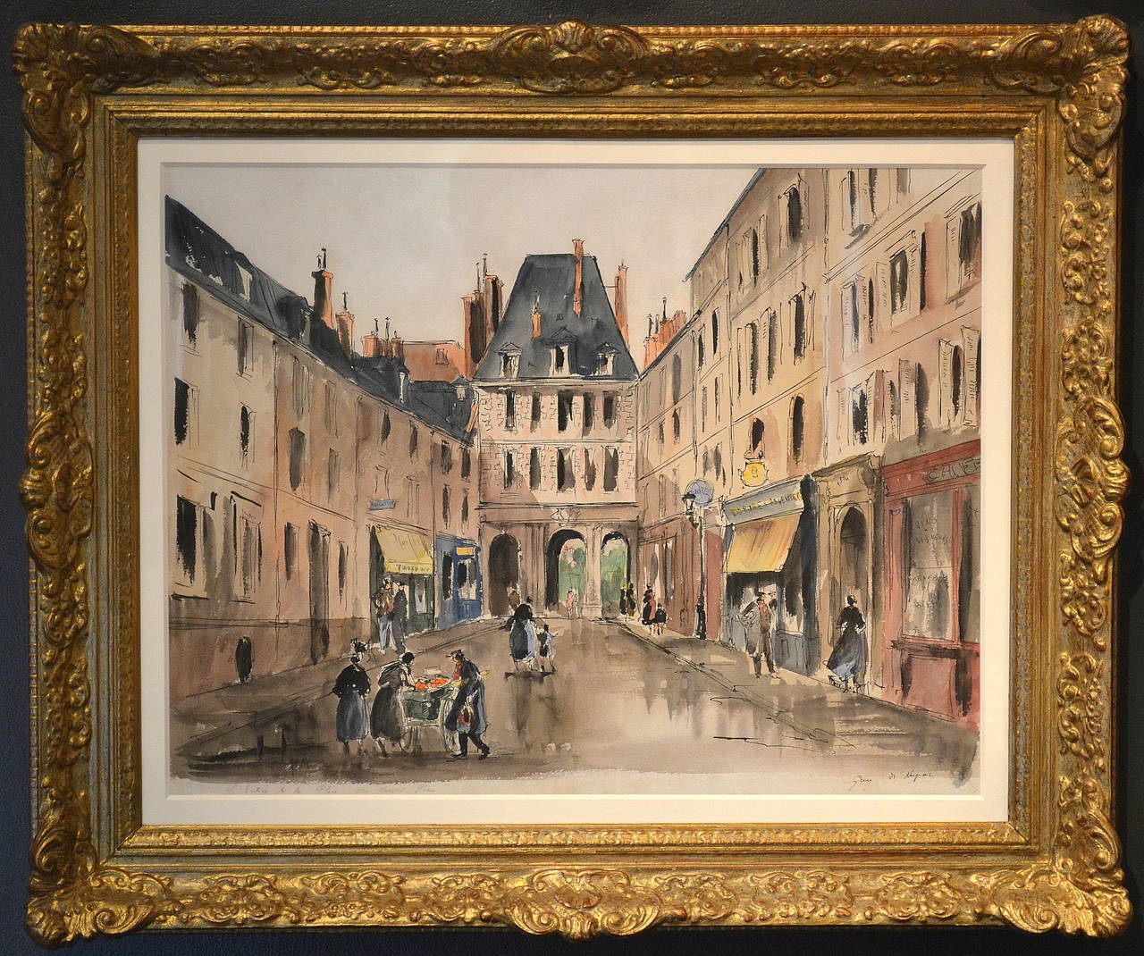Place de l'Opera, Paris, L'Entree de La Place des Vosges Paris - Painting by Guy de Neyrac