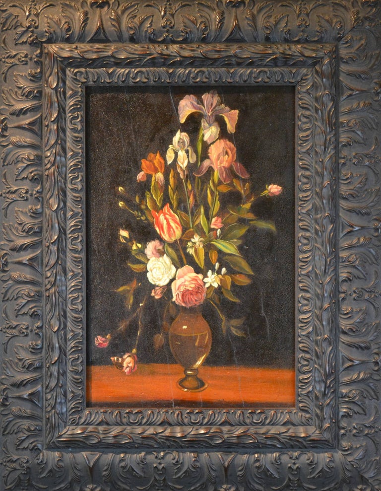 Unknown Still-Life Painting - Still Life with Flowers in a Vase