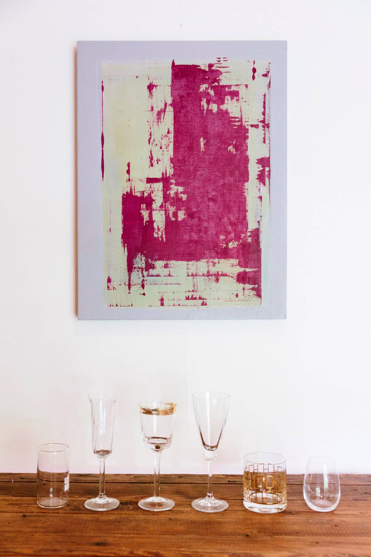 Green + Cerise - Contemporary Painting by Elizabeth Stockton