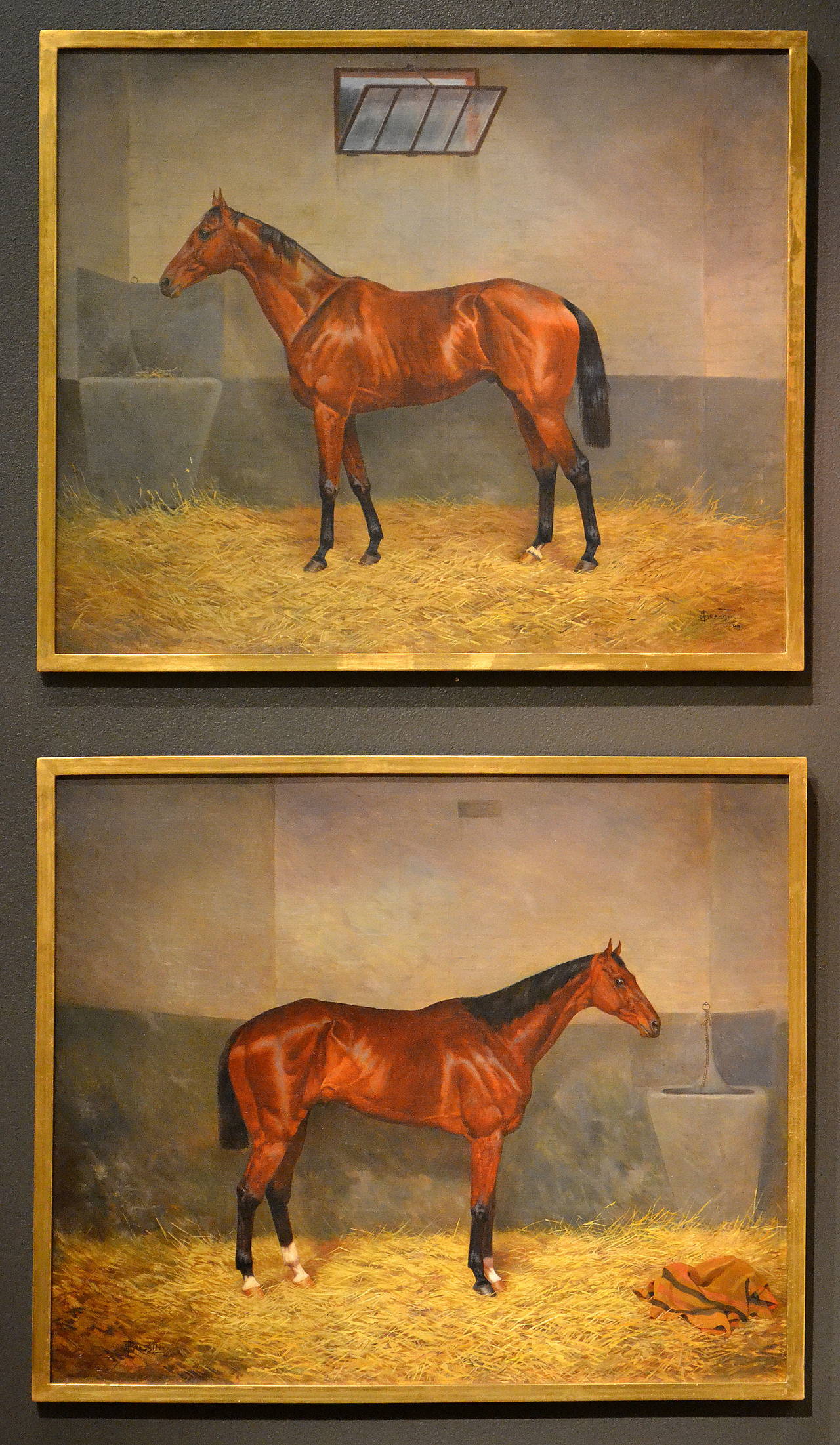 F. Bressin Animal Painting - "Médium" and "Drapeau" (pair)