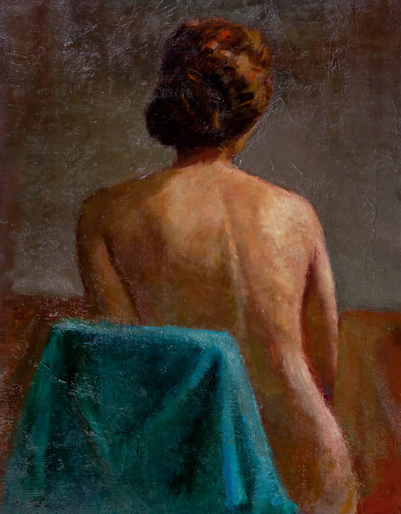 Constantin Chatov Figurative Painting - Seated Nude Back