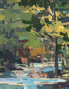 'Golden Green' - abstract landscape - painterly - contemporary impressionism