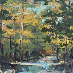 'Golden Green' - abstract landscape - painterly - contemporary impressionism