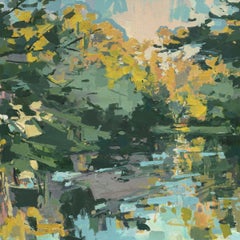 'Lilac Pond' - abstract landscape - painterly - contemporary impressionism